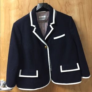 Blue blazer with white trim nieman marcus